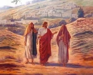 I due discepoli si allontanano da Gerusalemme verso Emmaus